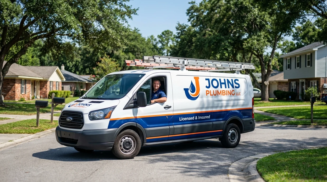 Johns Plumbing LLC service van in Haysville, KS